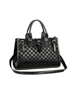 Satchel Fashion Black PU Leather Handbag