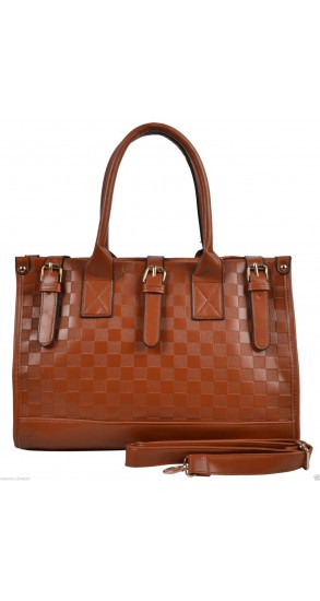 Lady Shopping Tote Brown Satchel